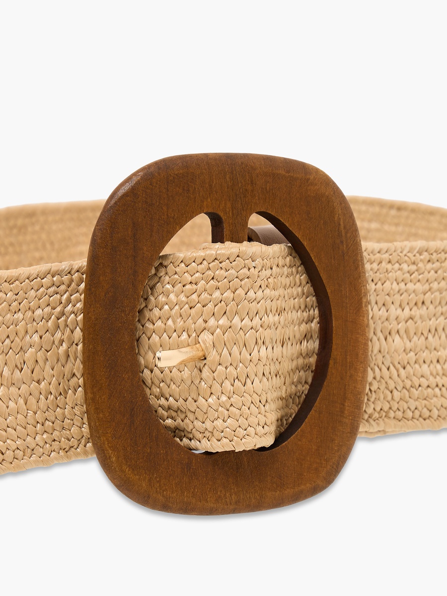 Raffia Belt with Pin Buckle Closure