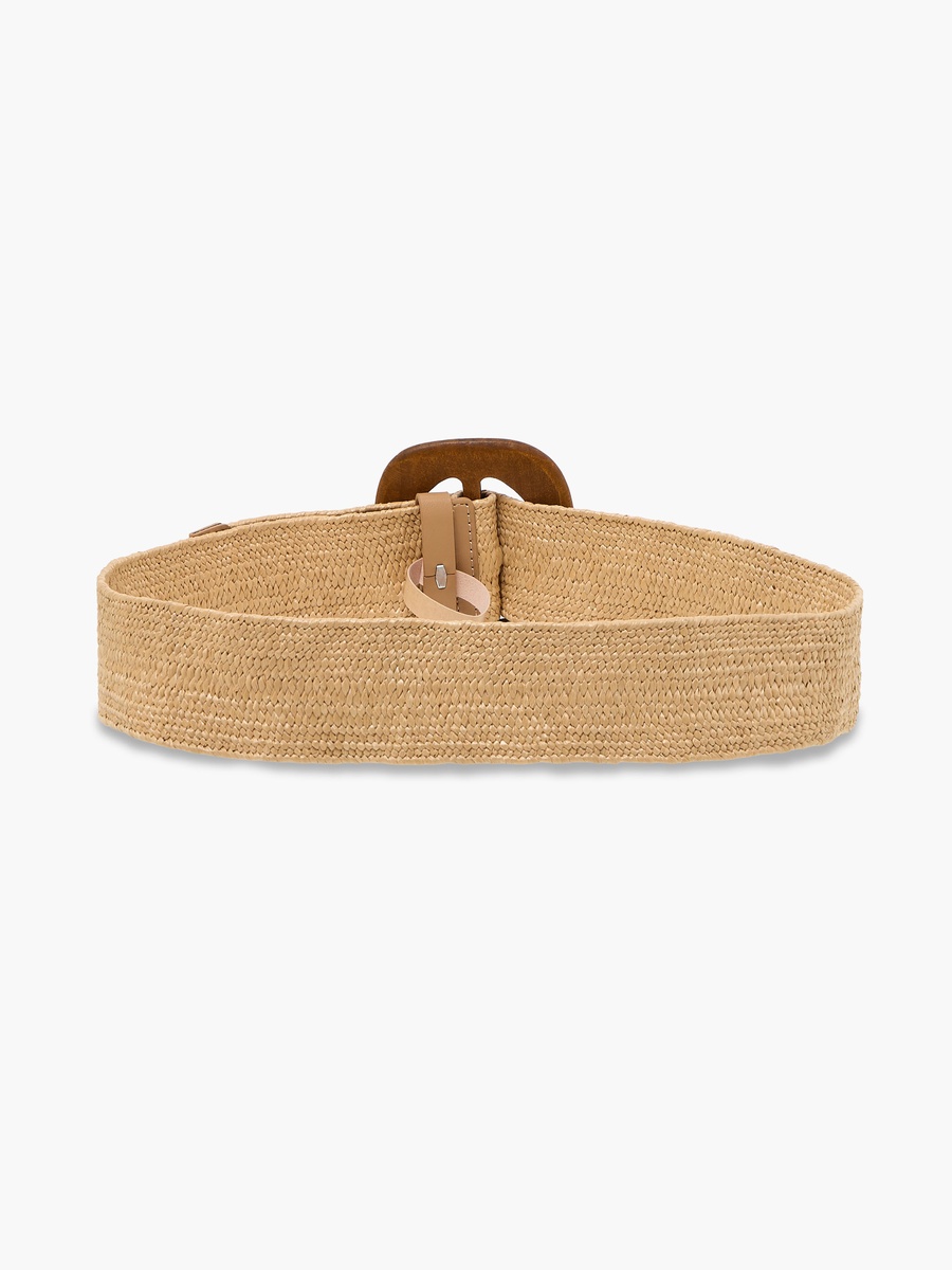Raffia Belt with Pin Buckle Closure
