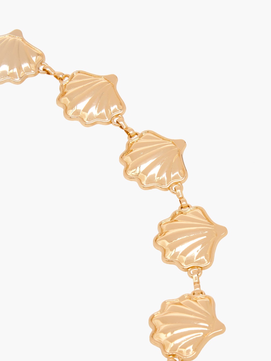 Metal Chain Belt with Seashell Charm Detail