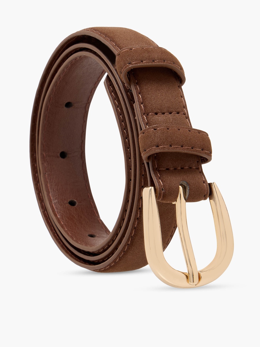 Faux Suede Belt with Pin Buckle Closure