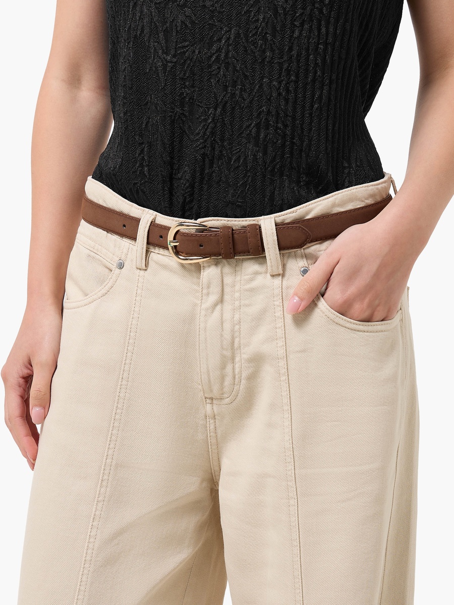 Faux Suede Belt with Pin Buckle Closure