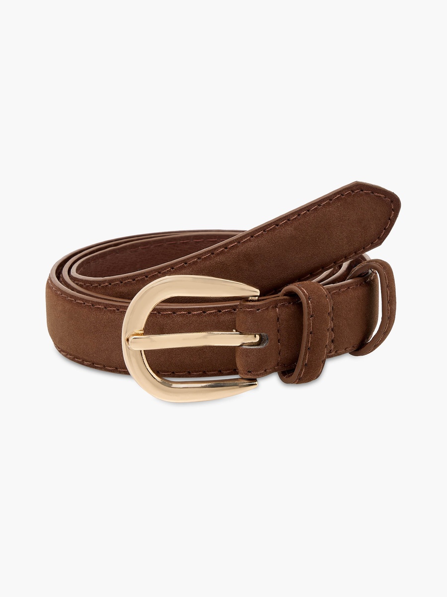 Faux Suede Belt with Pin Buckle Closure