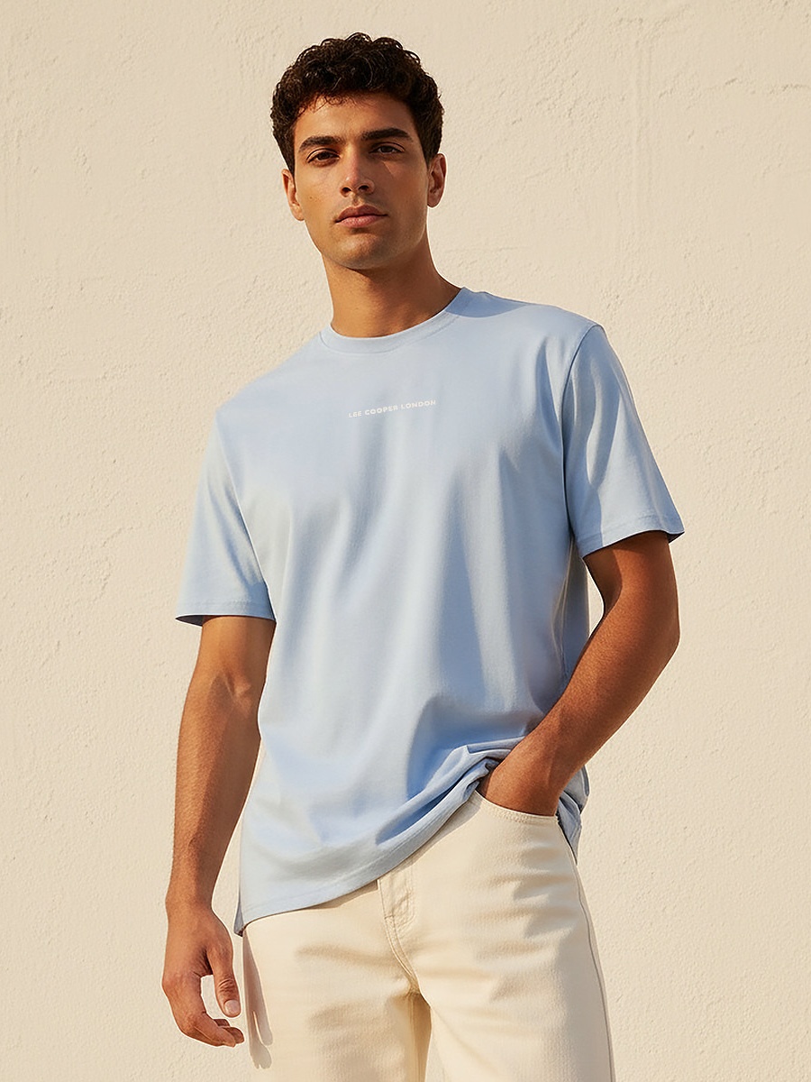 Men Regular Fit Crew Neck Short Sleeve Logo Print T-Shirt 