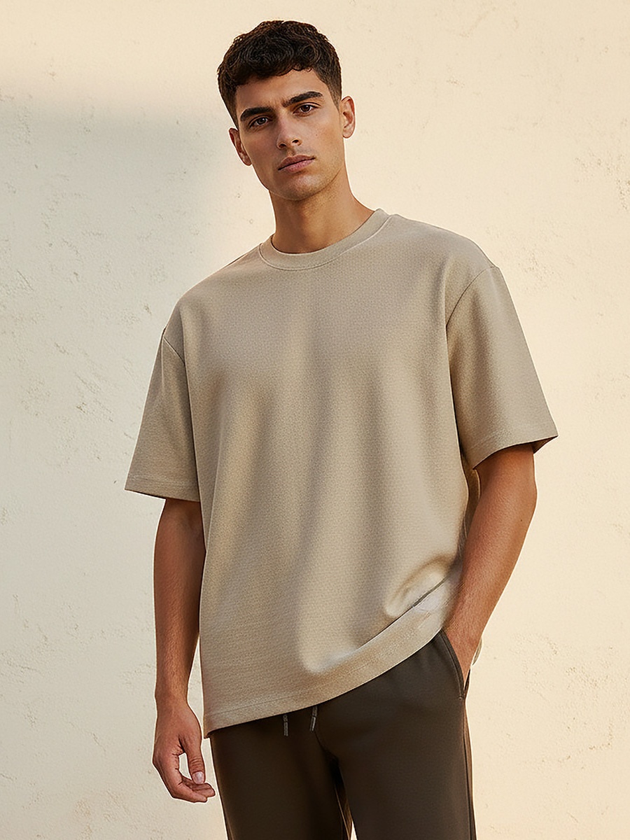 Men Regular Fit Crew Neck Short Sleeve T-Shirt 