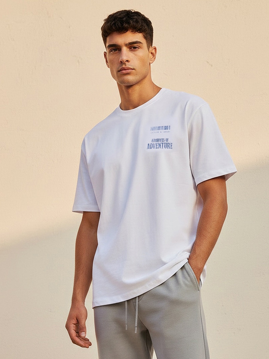 Men Regular Fit Crew Neck Short Sleeve Printed T-Shirt 