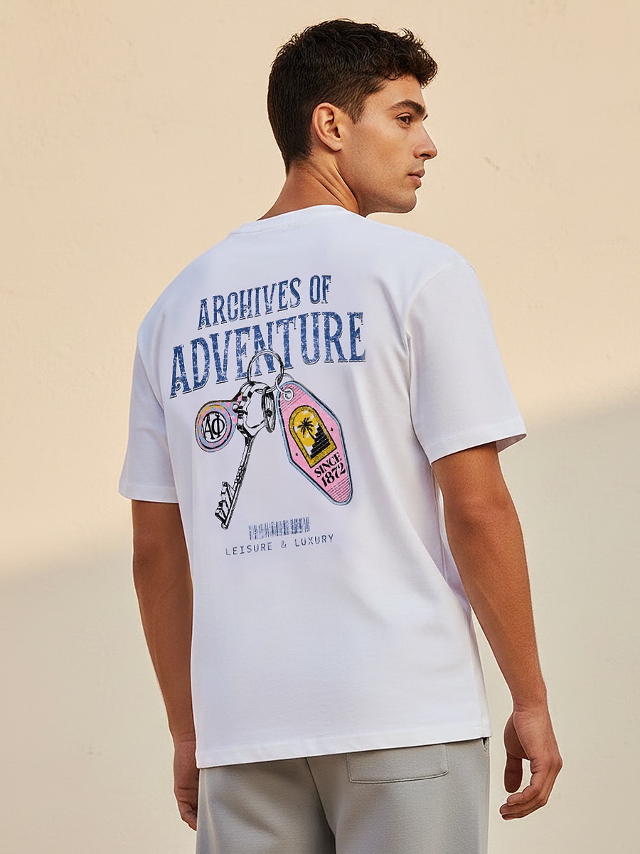 Men Regular Fit Crew Neck Short Sleeve Printed T-Shirt 