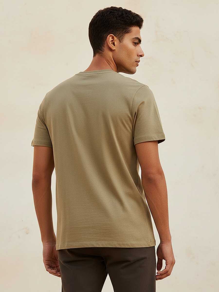 Men Slim Fit Crew Neck Short Sleeve Slogan Print T-Shirt 