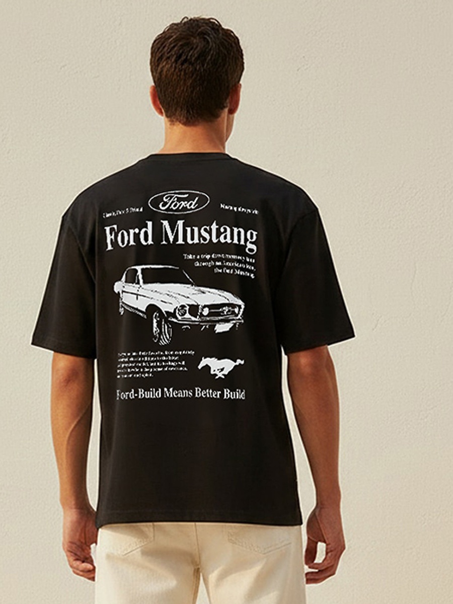 Ford Mustang Men Regular Fit Crew Neck Short Sleeve T-Shirt 