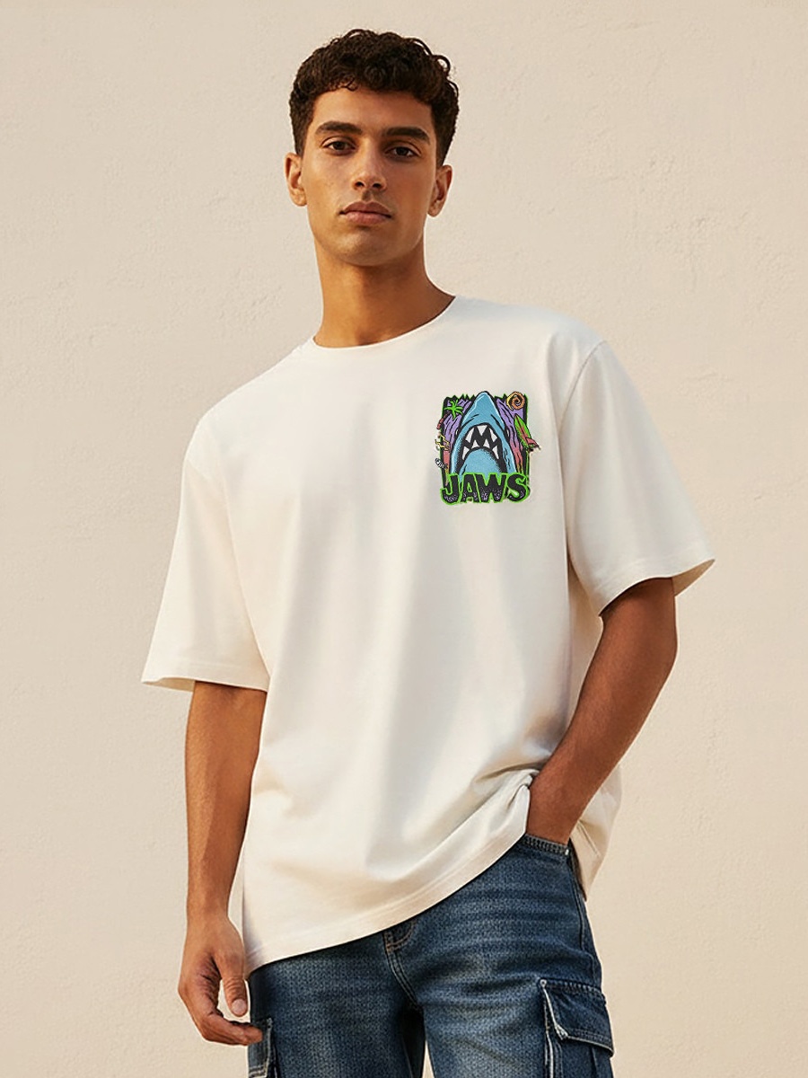 Jaws Men Regular Fit Crew Neck Short Sleeve T-Shirt 