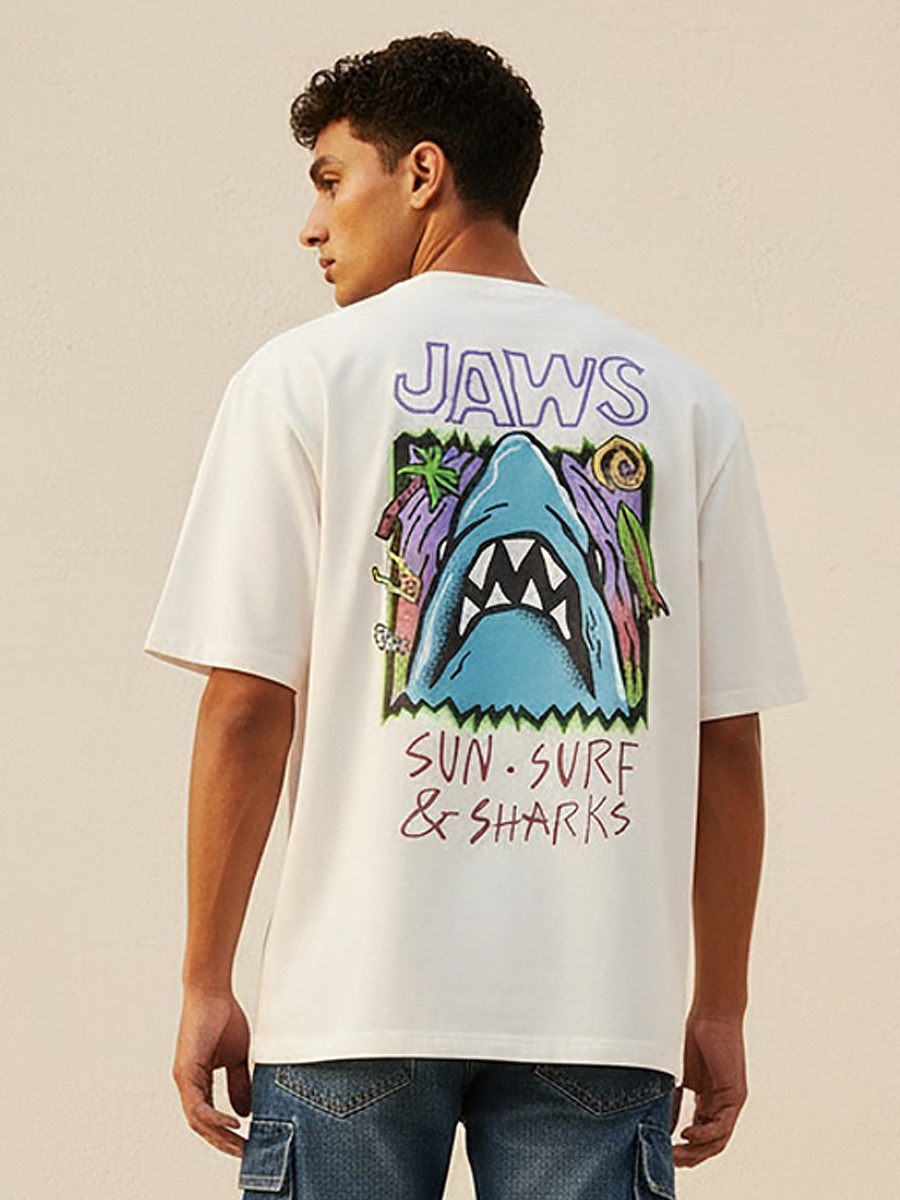 Jaws Men Regular Fit Crew Neck Short Sleeve T-Shirt 