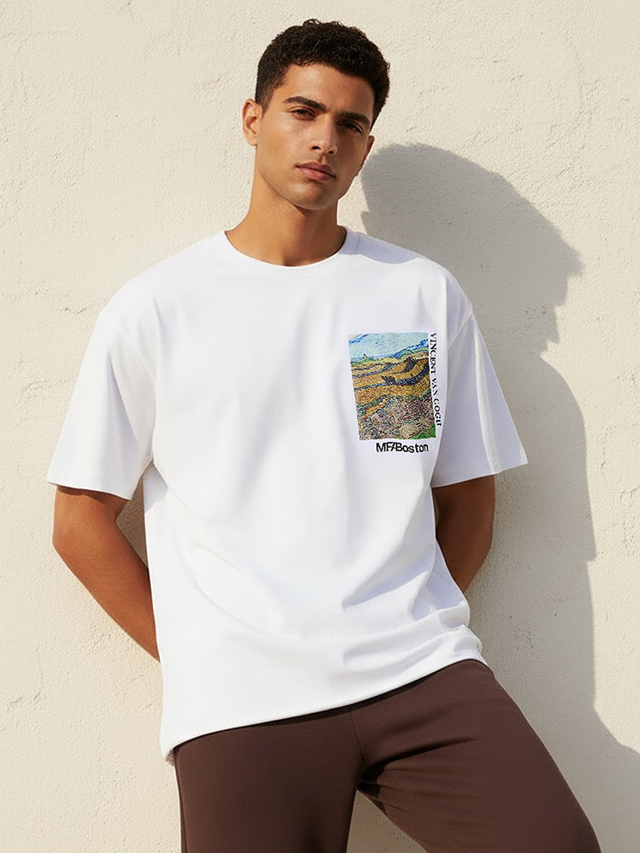 Vincent Van Gogh Men Regular Fit Crew Neck Short Sleeve T-Shirt 