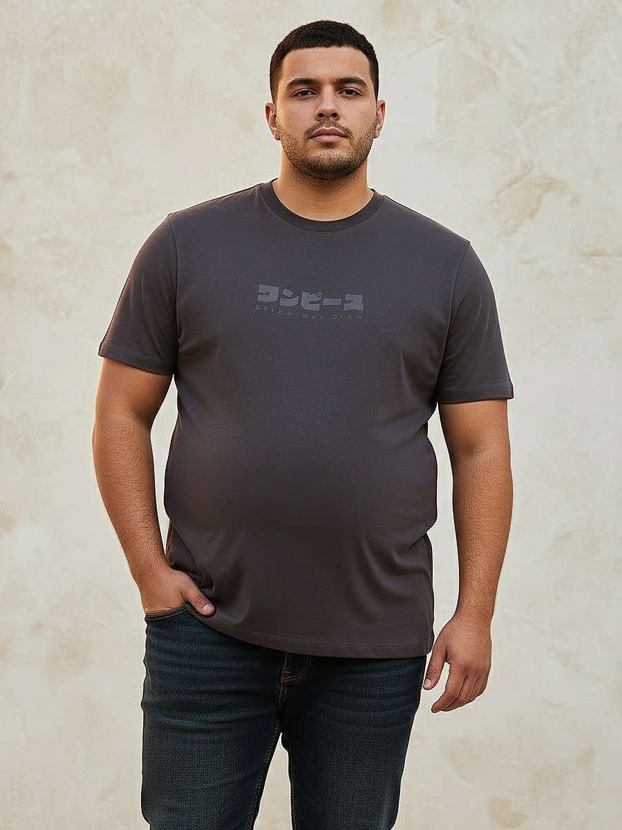 Men Regular Fit Crew Neck Short Sleeves One Piece Print T-Shirt 