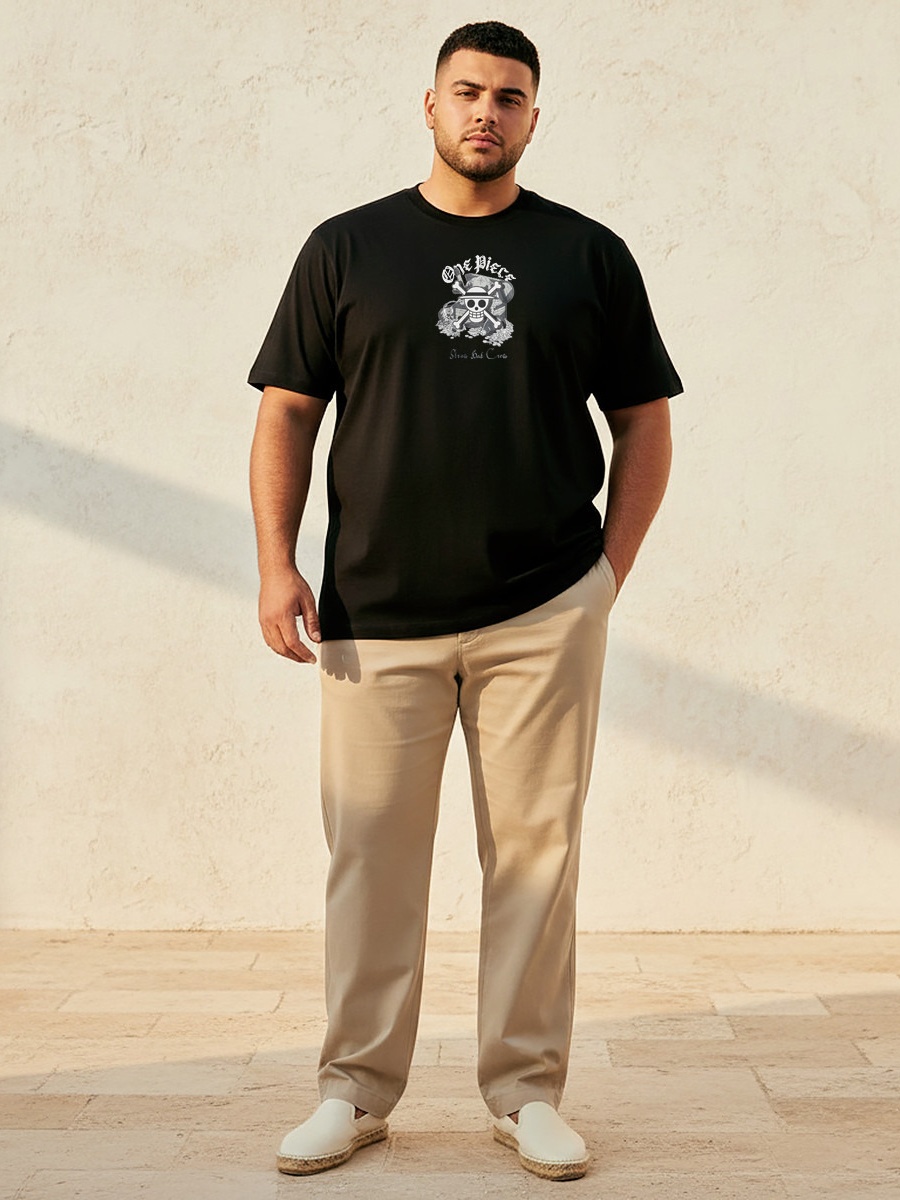 Men Regular Fit Crew Neck Short Sleeves One Piece Print T-Shirt 