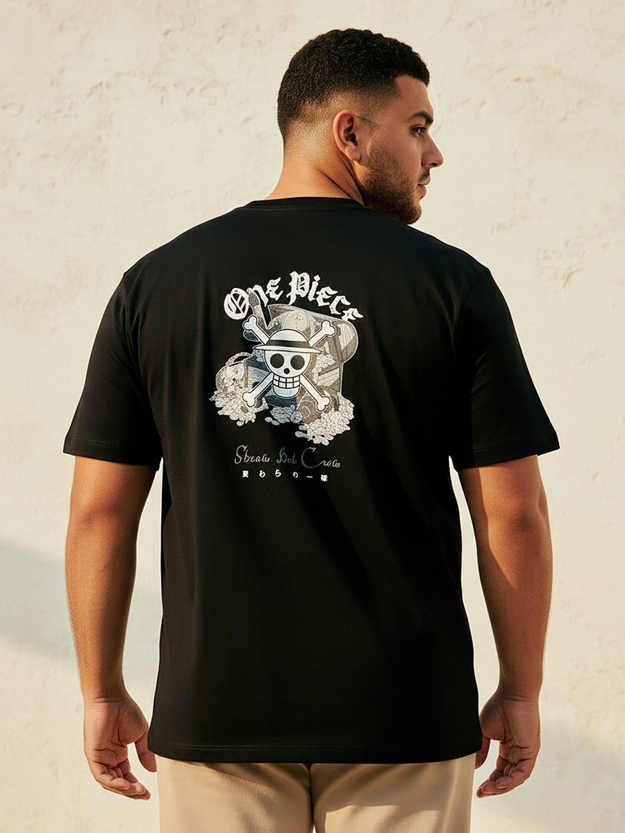 Men Regular Fit Crew Neck Short Sleeves One Piece Print T-Shirt 