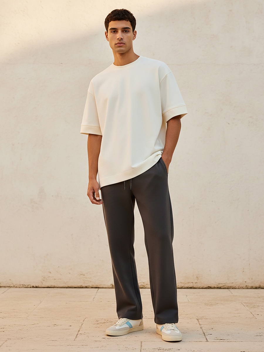 Men Boxy Fit Crew Neck T-Shirt 