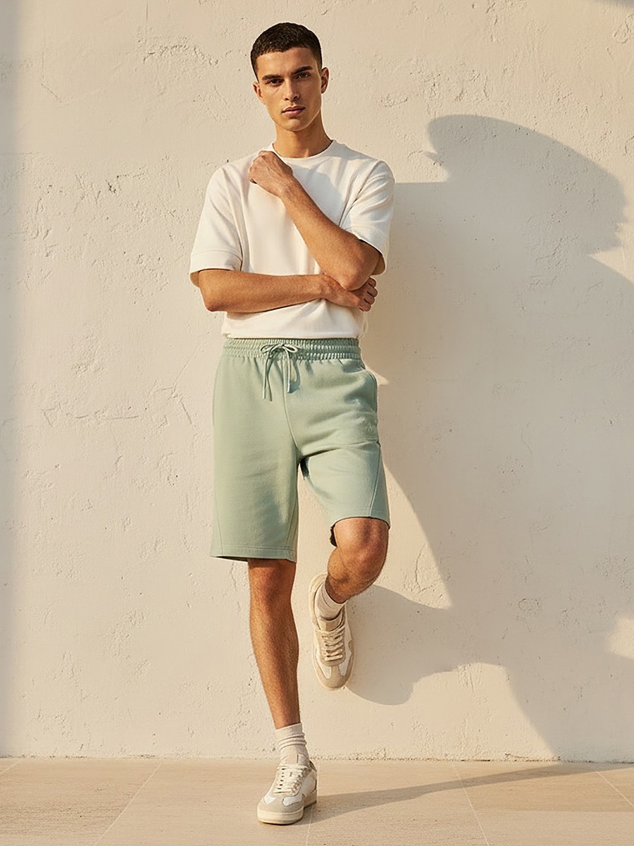 Men Performance Perforated Panel Shorts