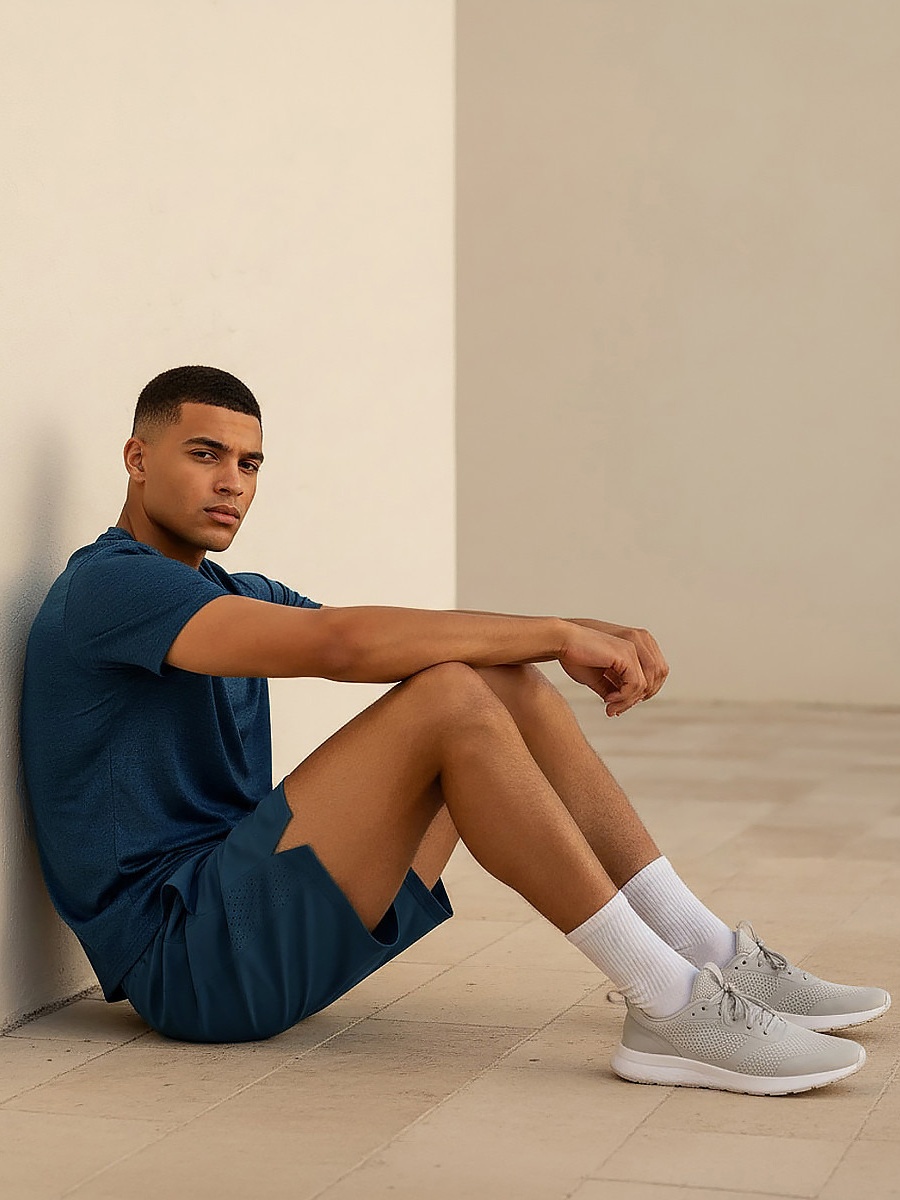 Men Performance Perforated Panel Shorts