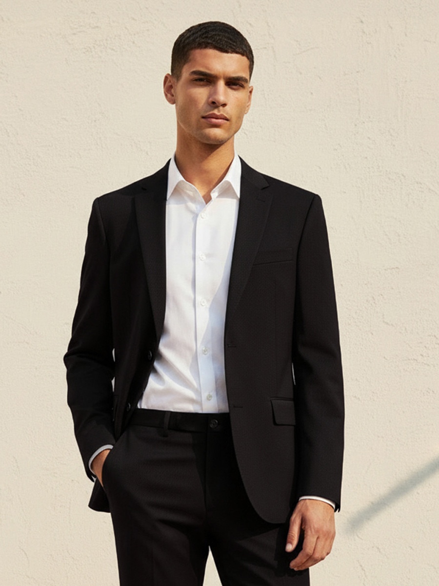 Men Regular Fit Notch Lapel Blazer