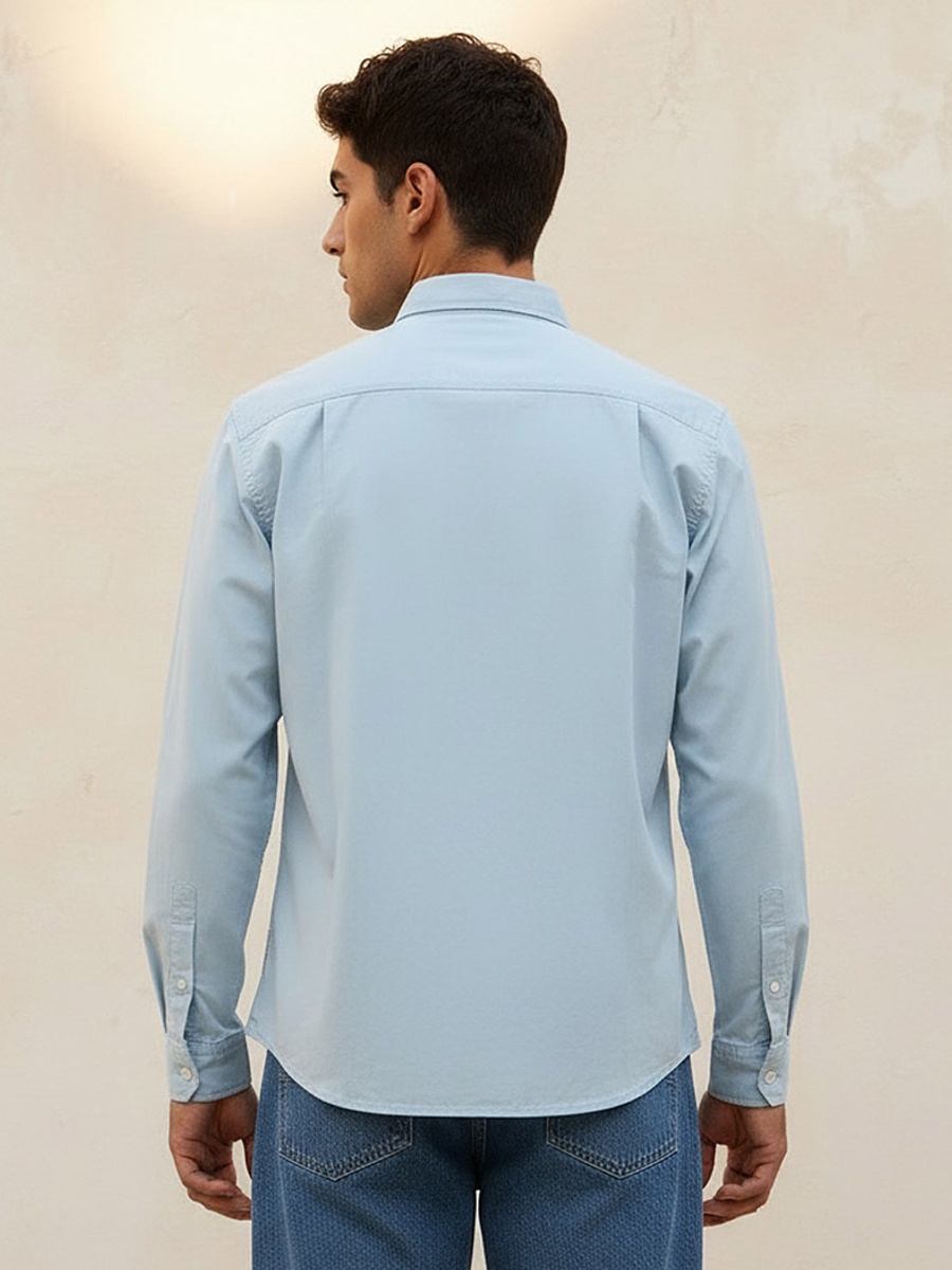 Men Regular Fit Collared Long Sleeve Shirt