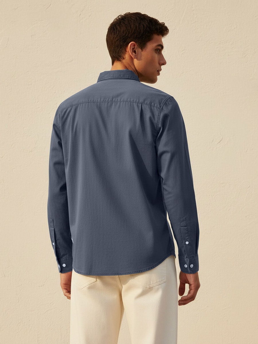 Men Regular Fit Collared Long Sleeve Shirt