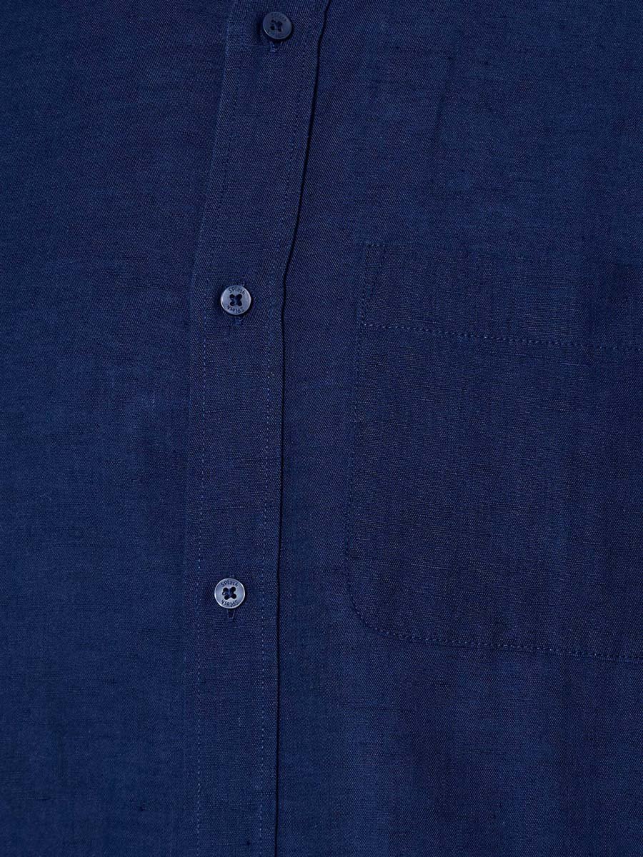 Men Regular Fit Collared Button-Down Long Sleeves Linen Blend Shirt