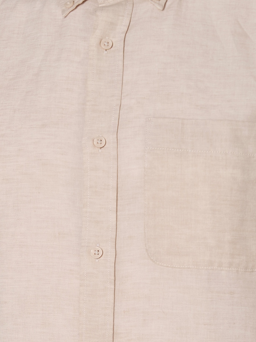 Men Regular Fit Collared Button-Down Long Sleeves Linen Blend Shirt