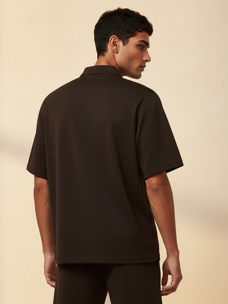Men Half Zip Polo T-Shirt 