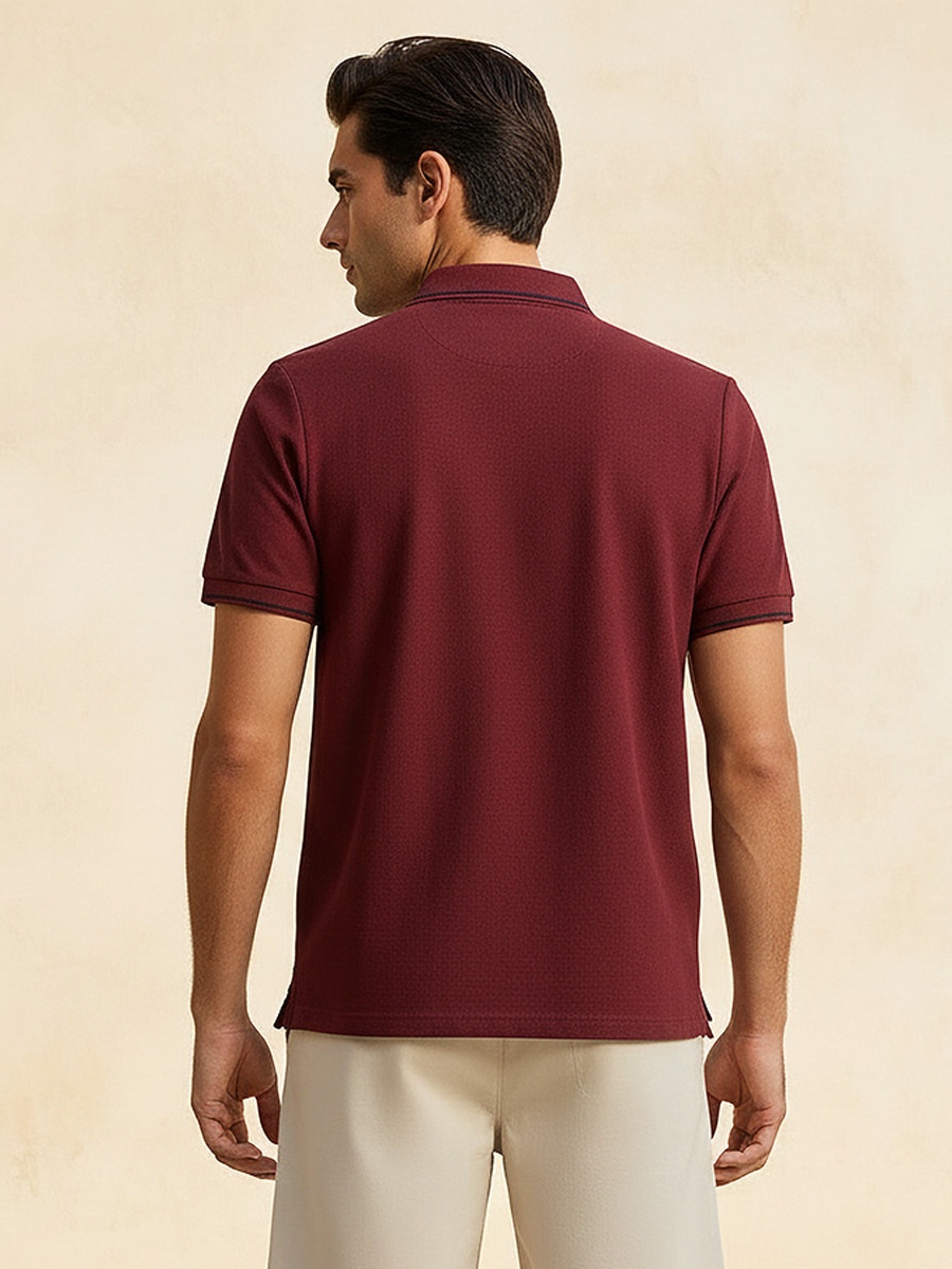 Men Short Sleeves Striped Polo T-Shirt 