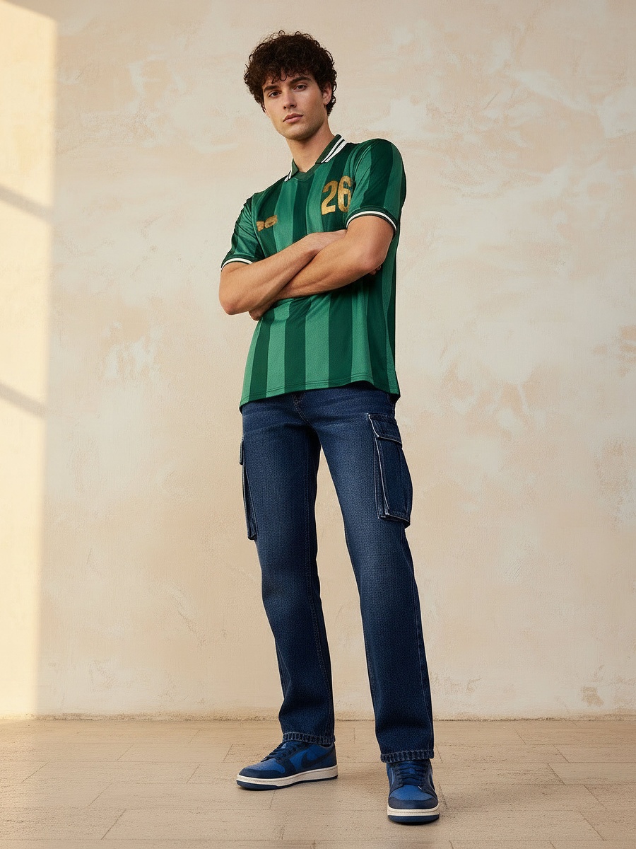 Men Regular Fit Mid-Rise Cargo Jeans
