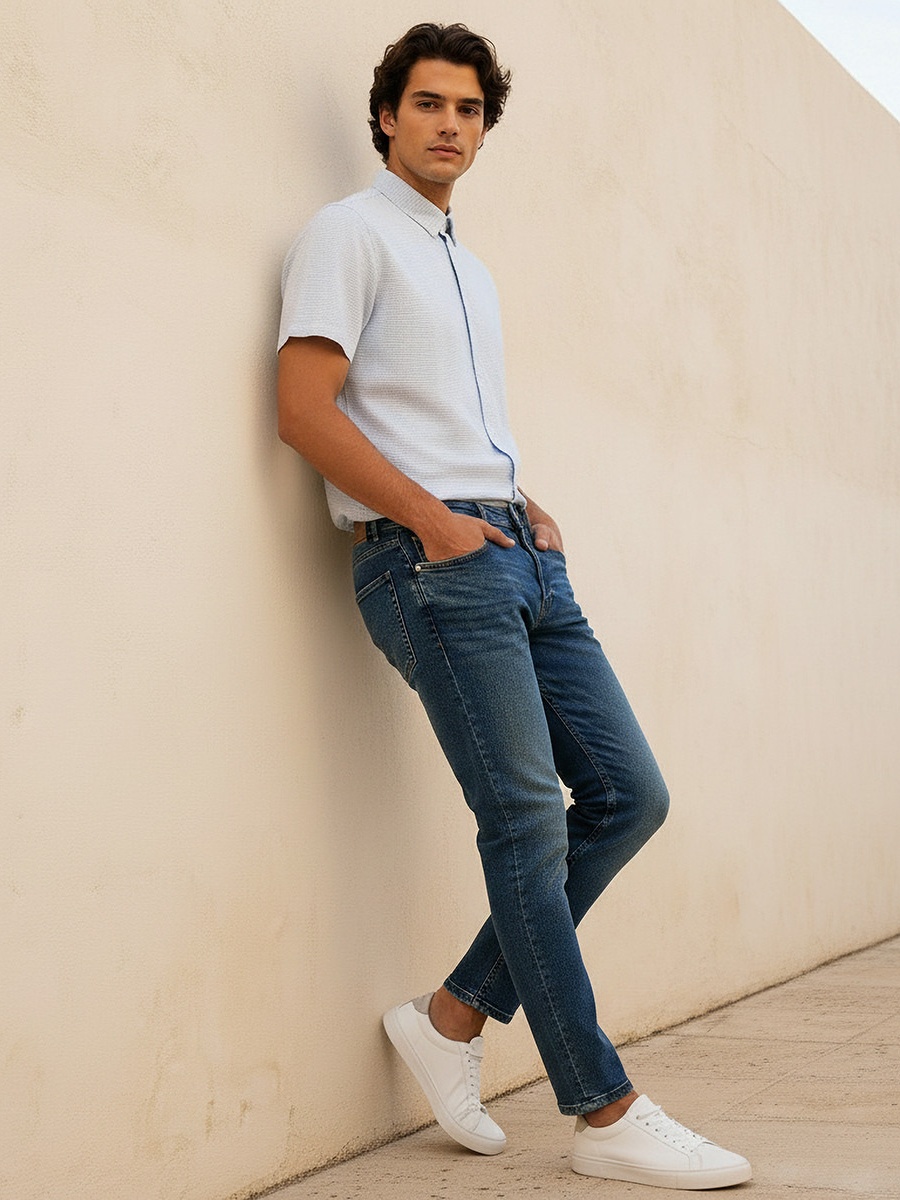 Men Slim Fit Mid-Rise Jeans