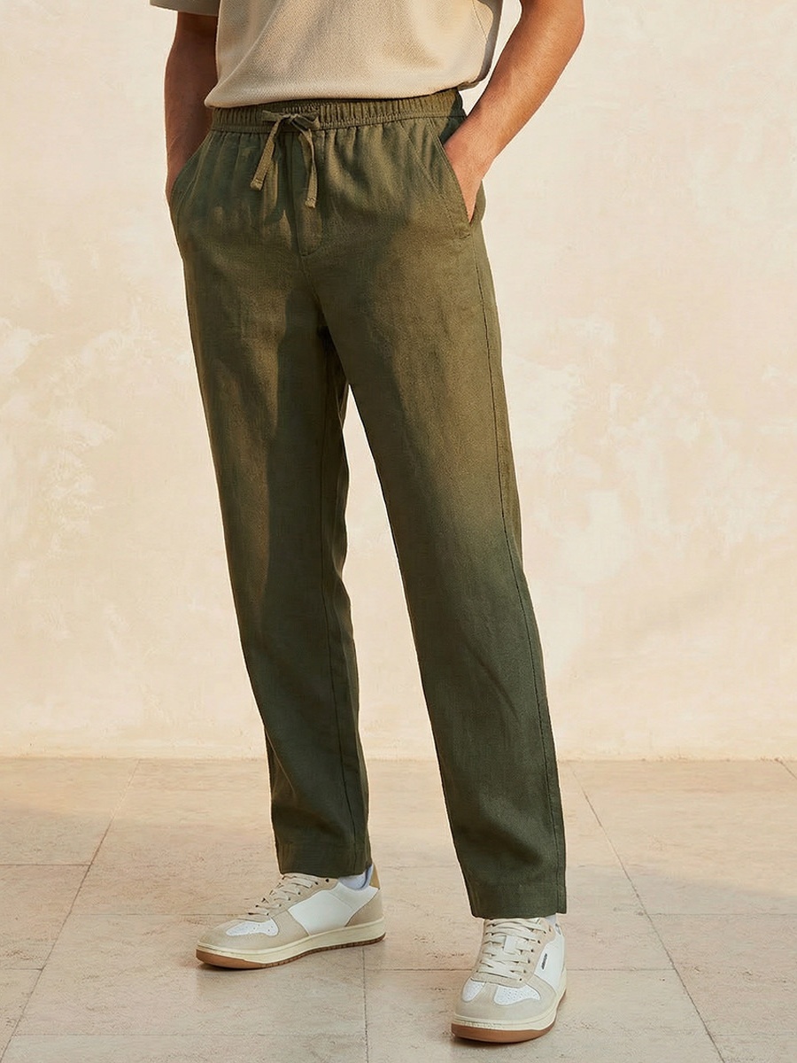 Men Regular Fit Twill Trousers