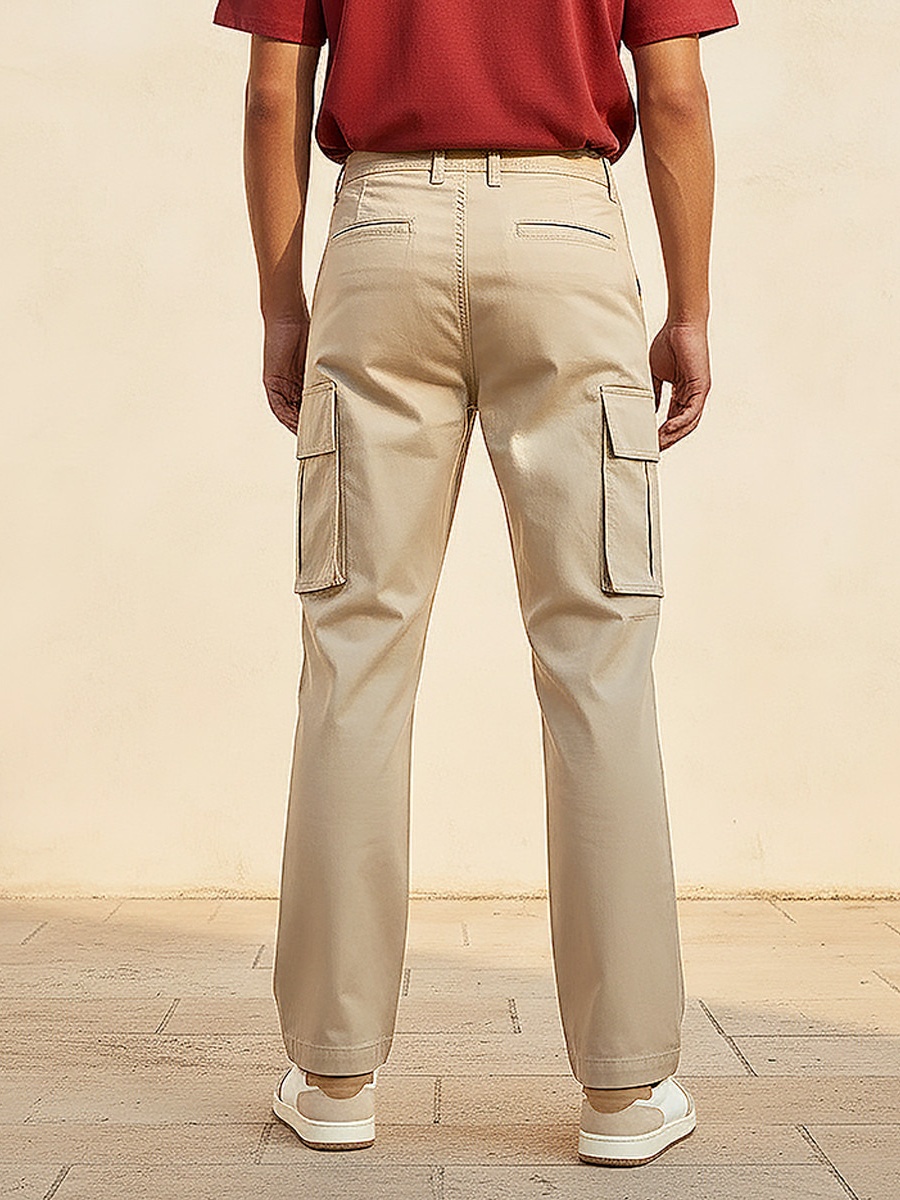 Men Regular Fit Twill Cargo Trousers