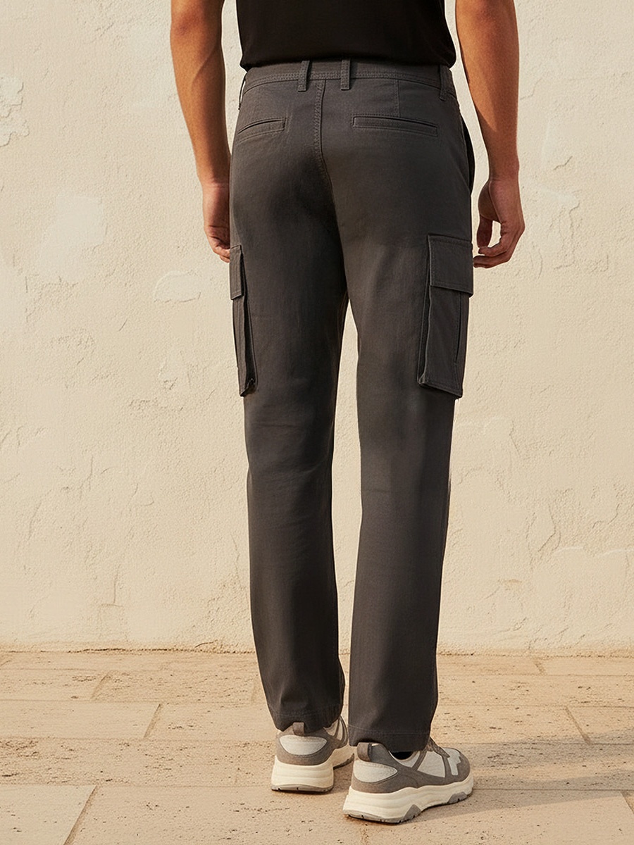 Men Regular Fit Twill Cargo Trousers