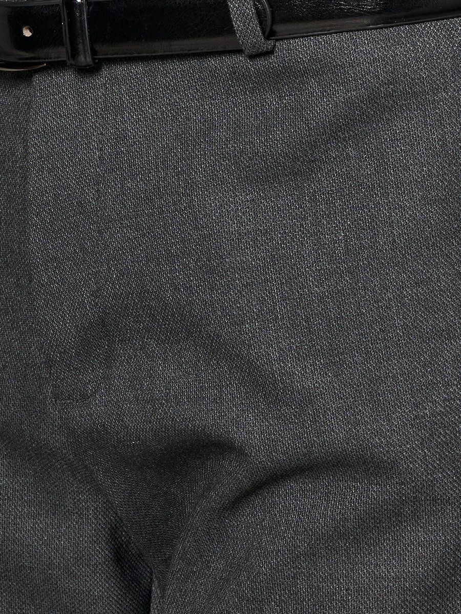 Men Slim Fit Belted Formal Trousers
