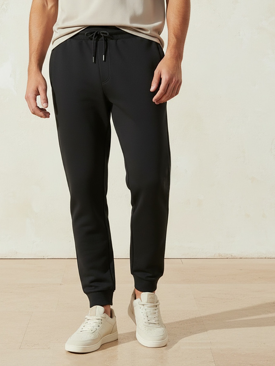 Men Regular Fit Joggers with Drawstring Closure