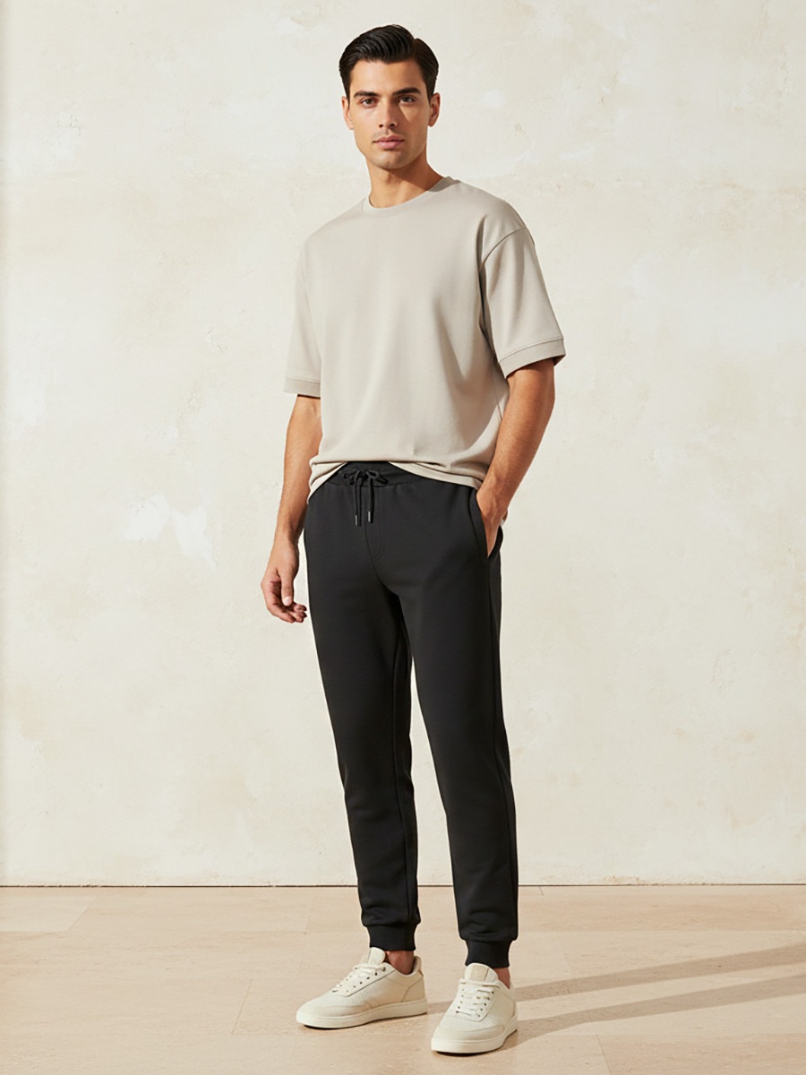 Men Regular Fit Joggers with Drawstring Closure