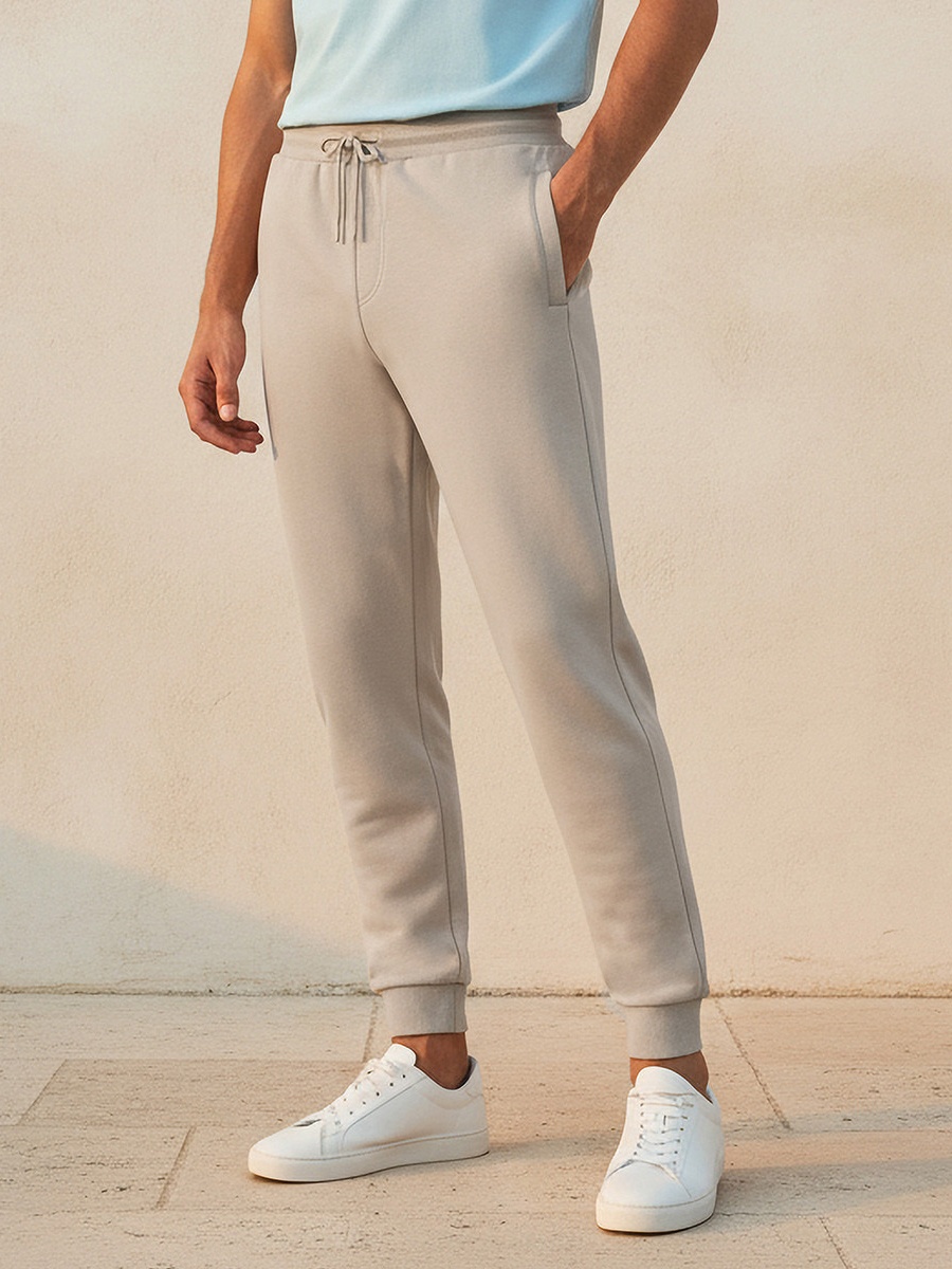 Men Regular Fit Joggers with Drawstring Closure