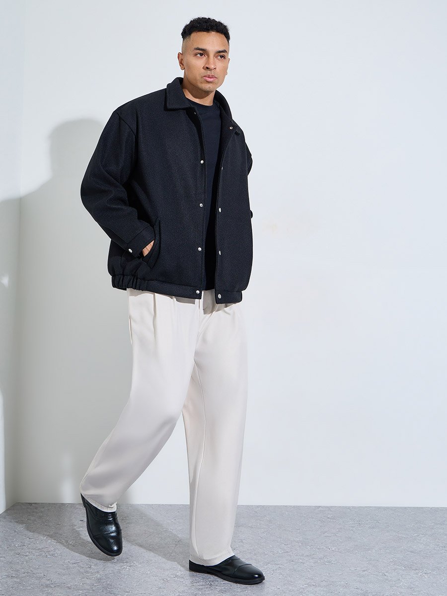 Black Solid Urban Jacket