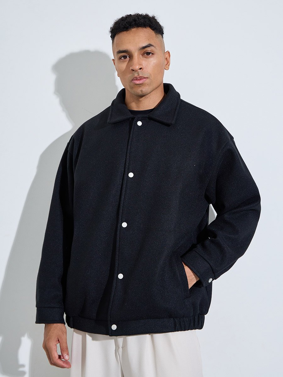Black Solid Urban Jacket