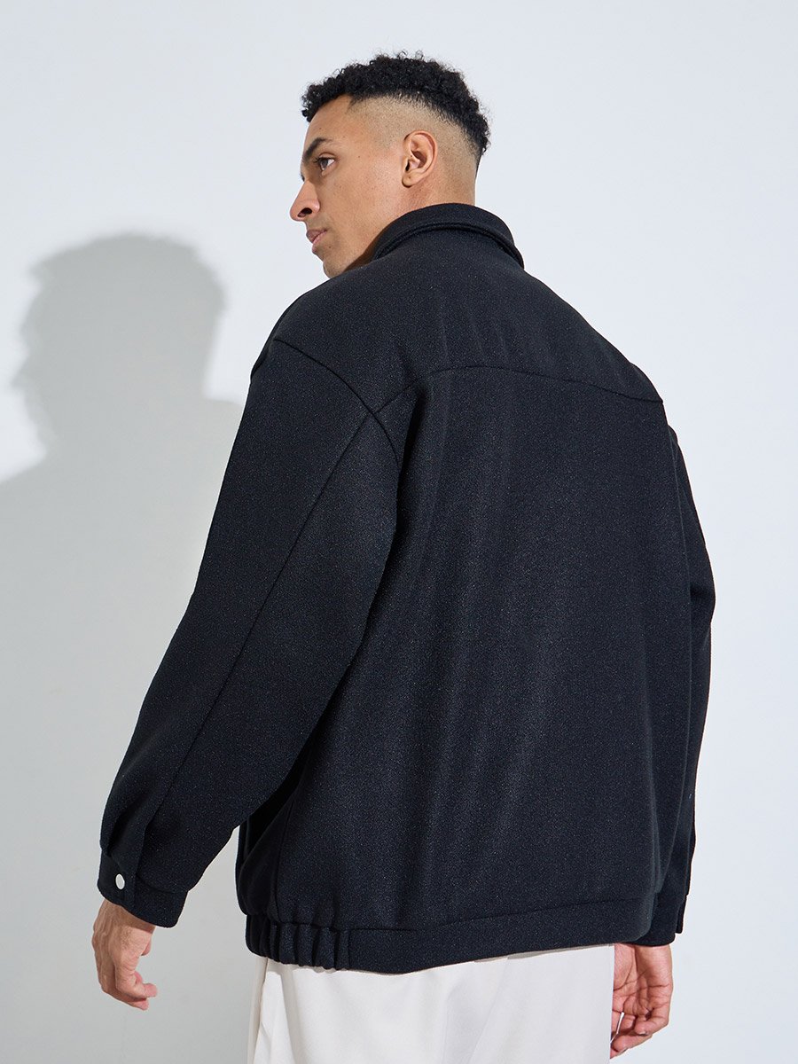 Black Solid Urban Jacket