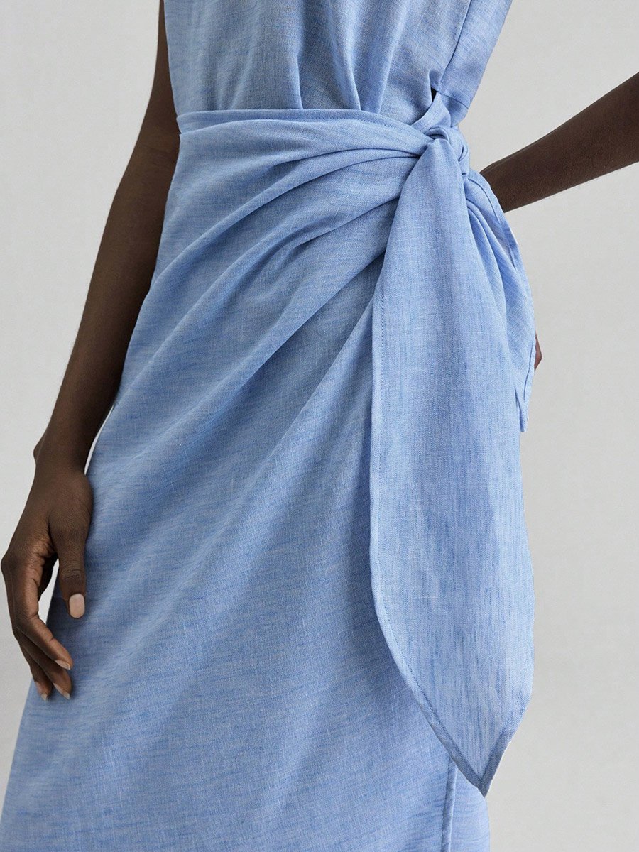 Sky Blue Sleeveless Sheath Maxi Dress