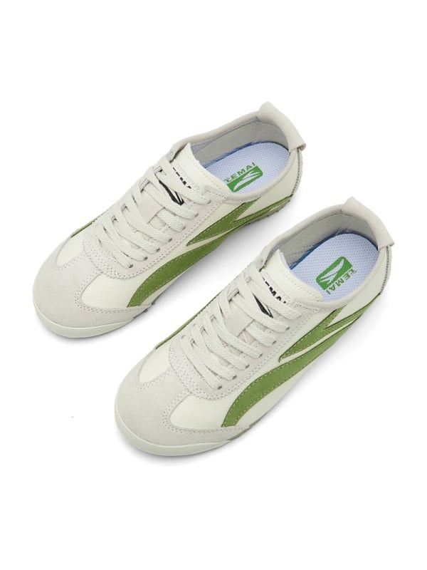 Men Cream Panelled Lace-Up Sneakers