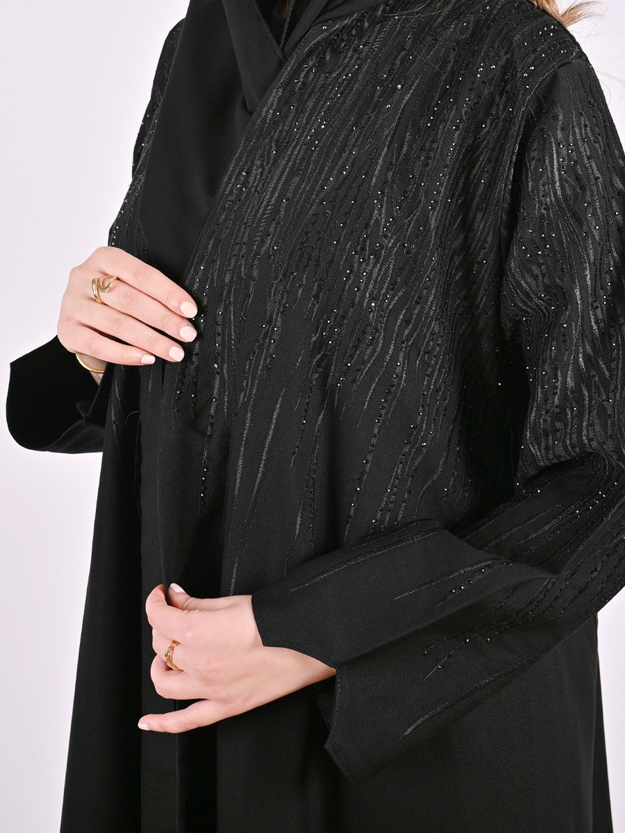Black Embroidered Abaya with Embellishment