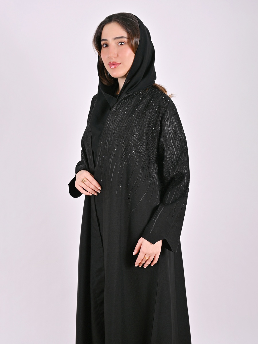 Black Embroidered Abaya with Embellishment