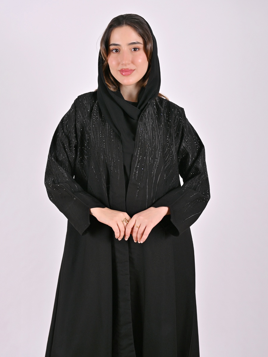 Black Embroidered Abaya with Embellishment
