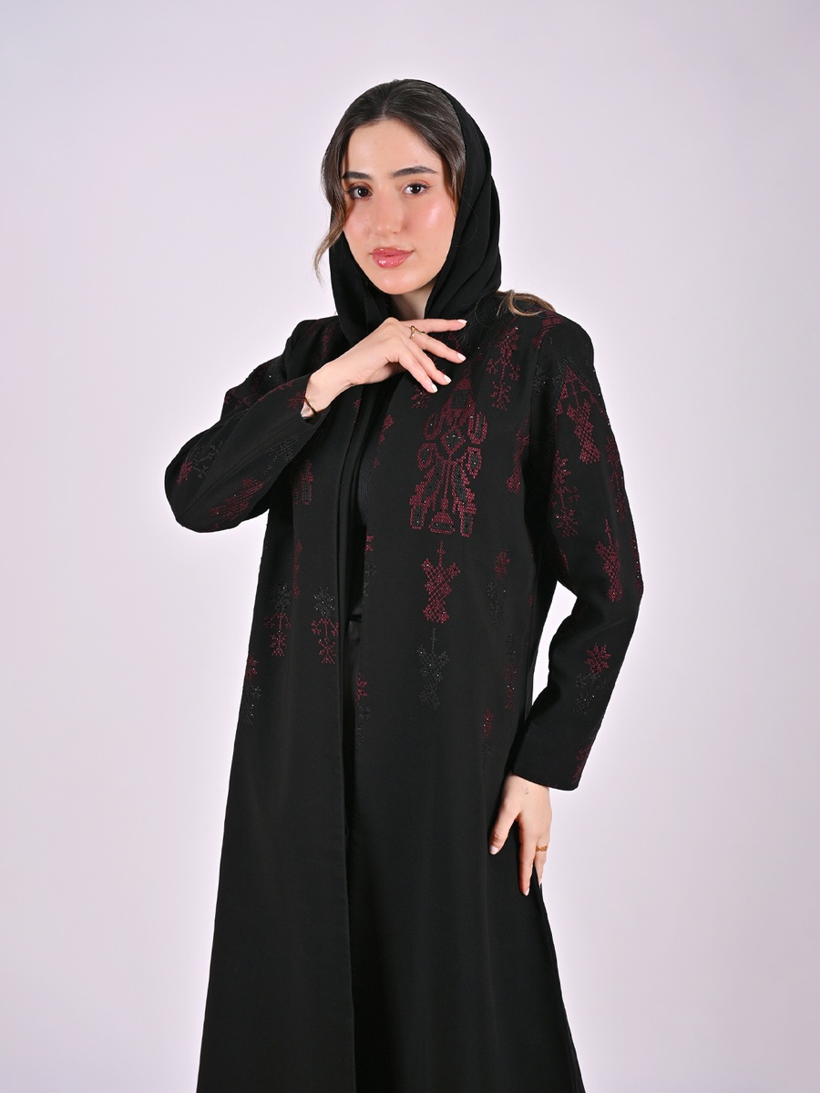 Black Embroidered Abaya with Embellishment