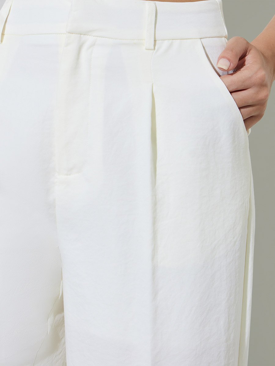 Beige Wide-Leg Trousers