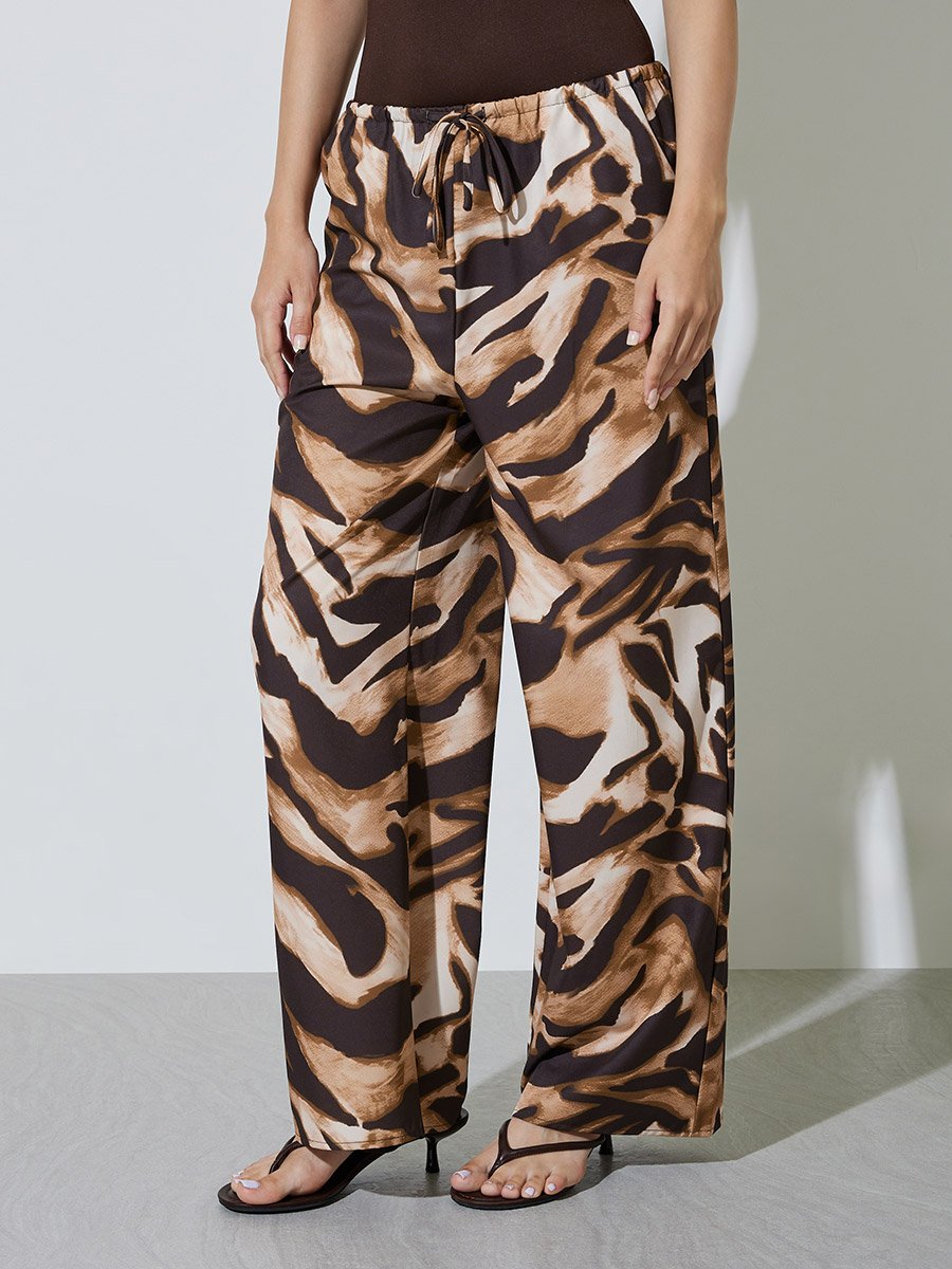 Zebra Print Wide-Leg Trousers