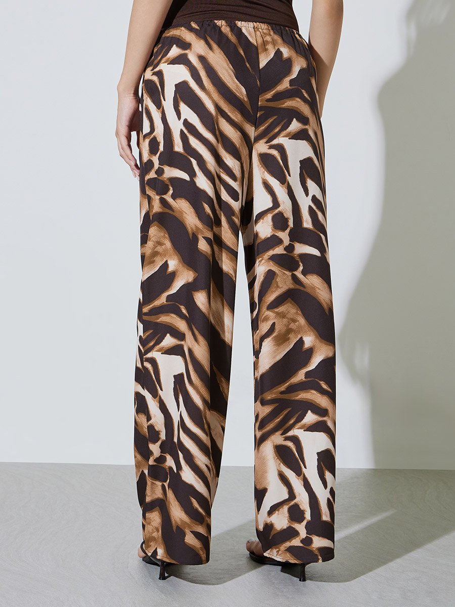 Zebra Print Wide-Leg Trousers