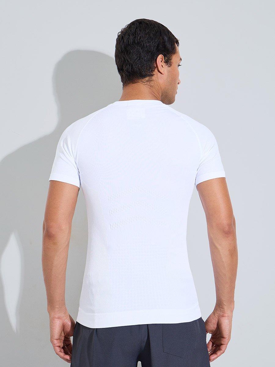 Men White Raglan Sleeve Body Shapewear